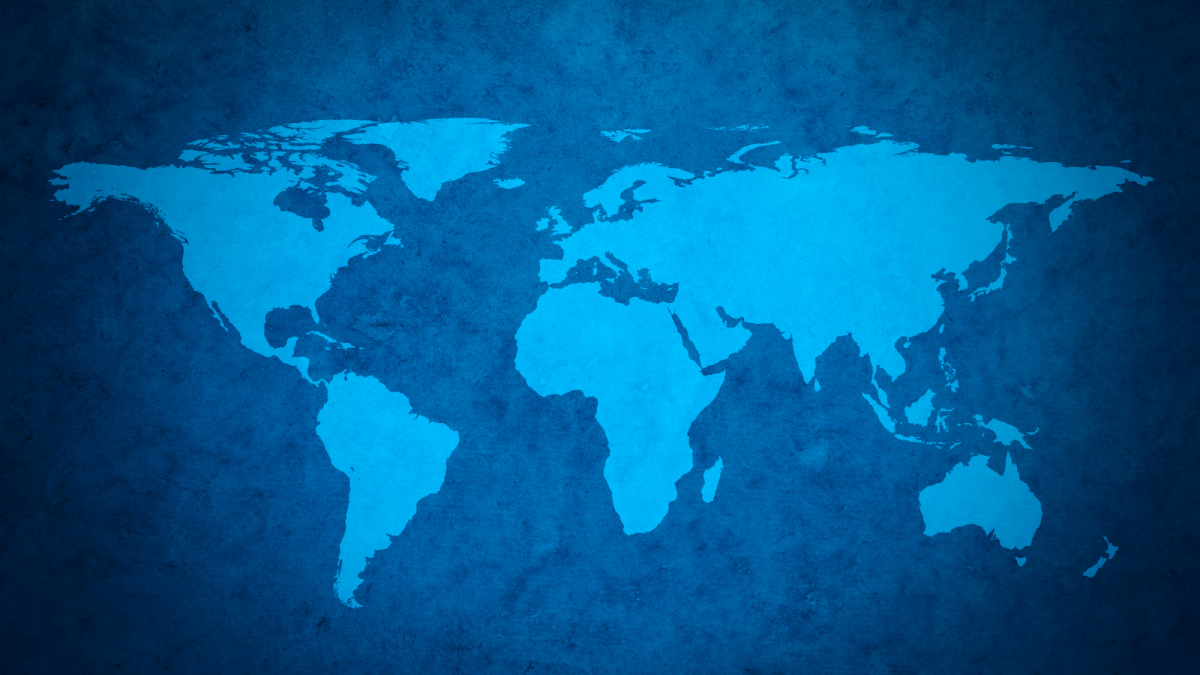 World map blue hue