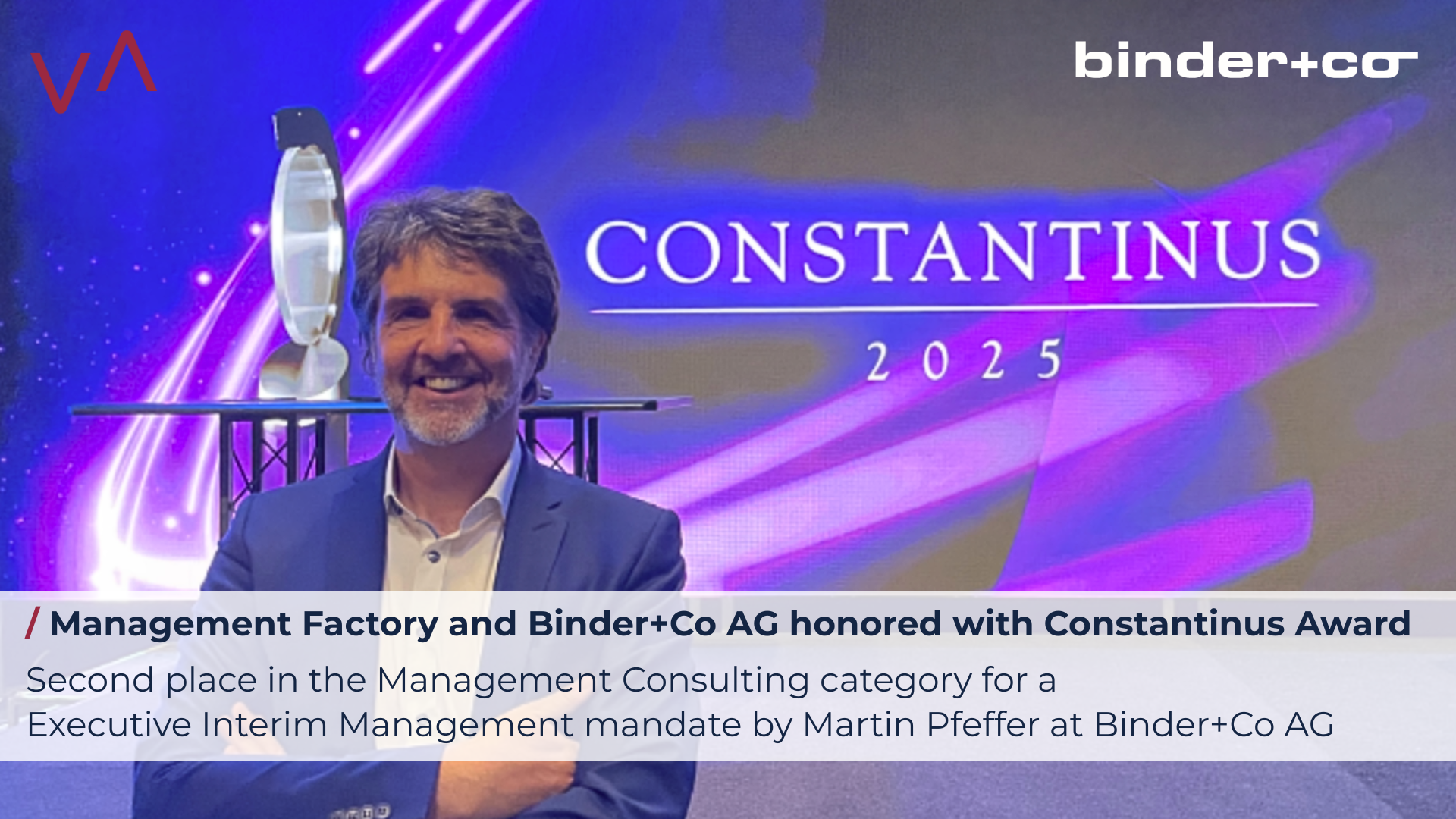Management Factory and Binder+Co AG honored with Constantinus Award